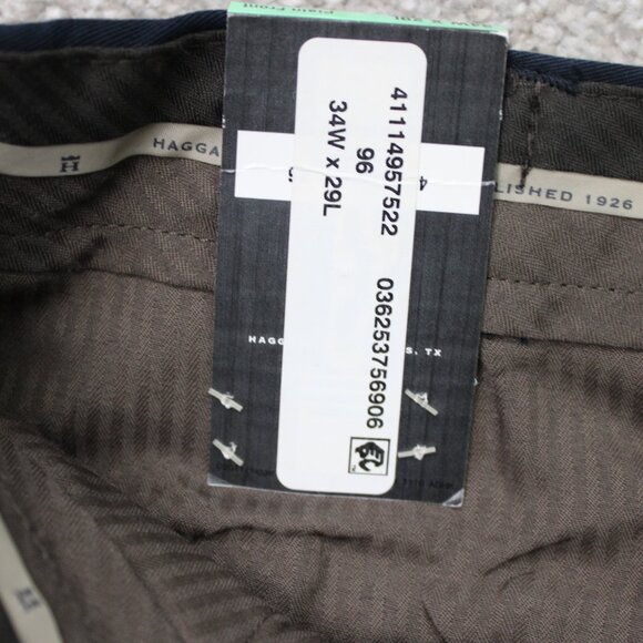 Haggar Chino Pants NWT Mens 34x29 Blue Work 2 Weekend Flat Front Comfort Waist - Picture 12 of 14